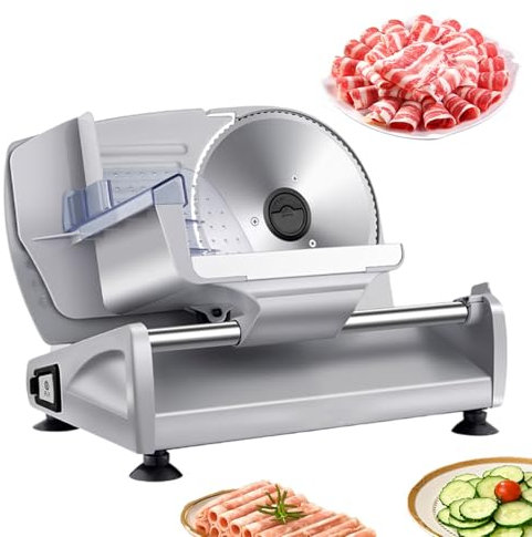 pealiritansemen Cortadora De Fiambres Comercial, Cortadora De Fiambres Manual De 200 W, Cortadora De Fiambres De Acero Inoxidable con Grosor Ajustable, Cortadora De Fiambres para Uso Doméstico