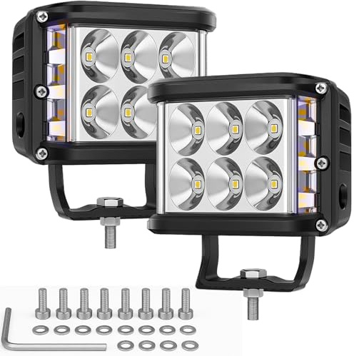 Willpower 2P Phare LED 4 Pouces 60W stroboscopique | 12V Spot cube, compatible bateau tracteur 4x4 SUV