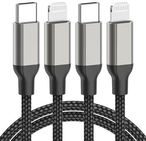 Acecene Lot de 2 câbles Lightning USB C - Certifié MFi - 2 m de long - Câble de charge rapide USB C Lightning - Compatible avec iPhone 14, 13, 12, 11 Pro Max, X, 8, 7, 6 Plus SE, noirs