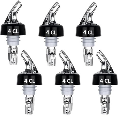 6 Pezzi Versatore automatico misurato per bottiglie：Versatori per Bottiglie da 4 cl, Beccucci da Che Non Perdono dosatore Liquor Pourer Trasparente, per Bar liquore, Vino, Olio, Cocktail, Succo