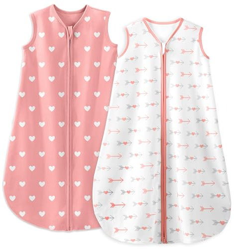 Yoofoss Schlafsack Baby Sommer 1.0 Tog - 2er Pack 100% Baumwolle Sommerschlafsack Herbst Babyschlafsack 67 cm für Jungen Mädchen Neugeborene 0-6 Monate