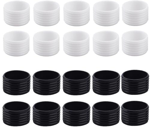 Hobbspring 20 Stück 2 Farben Tennisschläger Griffring 30mm Silikon Schläger Griffring Gummiring Mit Rutschfestem Badminton Schläger Fixring Griffband Für Badminton Baseballschläger