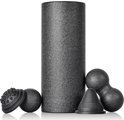 Set di Rulli Fasciali 5T Blackroll Foam Roller, Set di Rulli Fasciali con Sfera Fasciale, Piccolo Rullo Fasciale e Doppia Sfera per Esercizi di Yoga e Fasce Muscolari nero