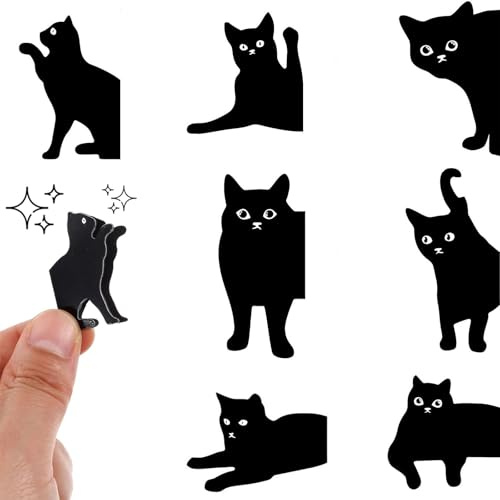 7 Stück Magnetische Lesezeichen, Niedliche Katzen Lesezeichen, Katzen Magnet Seiten Markierungen, Schwarze Katze Buchmarker-Clip für Katzenliebhaber, Geschenke für Buchliebhaber Freunde Lehrer Student