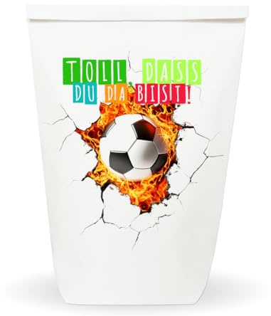 Paul's Papierfabrik Fussball - 6/8/12x tolle bedruckte Fussball Geschenktüten, für Kindergeburtstage, Sportevents, Partys - Einzigartiges Design auf nachhaltigen Papier Tüten