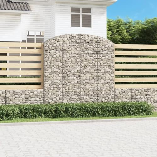 LLEZKBR Haus & Garten, Rasen & Garten, Gartenarbeit, Töpfe & Pflanzgefäße, Gebogene Gabion Korb 200x30x200/220 cm Galvanisiertes Eisen