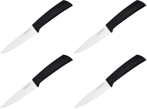 Amefa AUENTHAL – Couteau en céramique Blanche de 10 cm de Long – Lame en céramique Blanche extrêmement tranchante – Manche Ergonomique – avec protège-Lame, Couteau d'office et Couteau de Cuisine