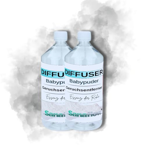 2er Sparset Raumduft Duftwasser Babypuder– je 1 Liter – Großpackung für Elektrische Diffuser – Gewerbe Hotel Büro Praxis – Vorteilspack – Made in Germany