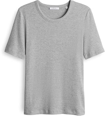 OPUS Damen Kurzarmshirt | SULCHEN Slim Shirt aus melangiertem Rippjersey Hazy Fog Melange, 36