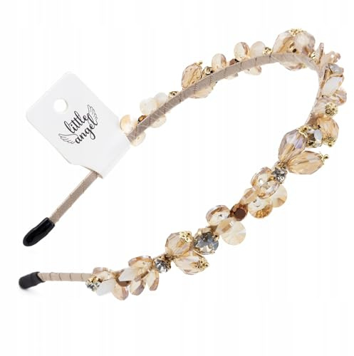 Luxuriöser Haarreif für Damen & Mädchen mit Kristallen & Perlen – Glitzer Haarreifen für Hochzeit, Party, Kommunion, Abschlussball – Haarschmuck Stirnreif elegant festlich (Beige, Universal)