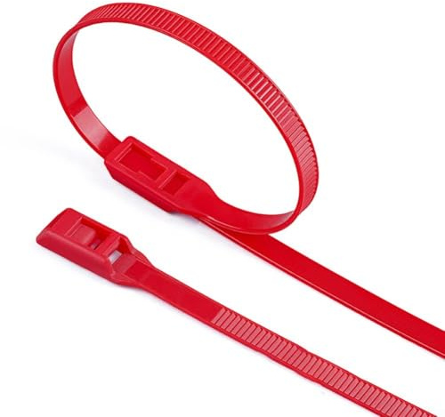 Bridas de nailon de 350 mm x 8 mm, 100 unidades para proyectos seguros de mejora del hogar (rojo, 100 unidades)