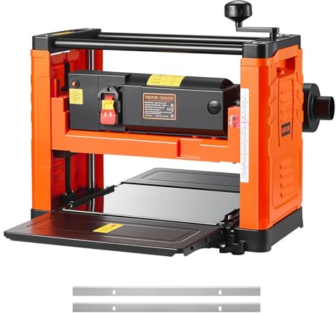VEVOR Cepilladora Eléctrica de 2 Cuchillas, Mesa de Trabajo de 33 cm de Ancho, 1800 W 23500 RPM Moto Potente, Rodillo Doble, Protección Contra Sobrecargas, Sola Velocidad, para Madera Dura/Blanda