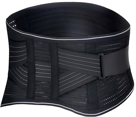 Pulsera de apoyo lumbar, pulsera de apoyo lumbar, soporte lumbar masculino y femenino, 4 restos metálicos, cinturón de apoyo lumbar transpirable para, (negro, L)