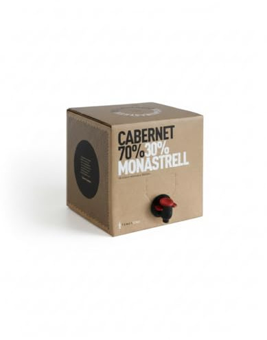 Vino Tinto Bag in Box 5L – Cabernet Sauvignon y Monastrell · Elaborado por Rafa Cambra · Vino Ecológico de Calidad con 2 Meses en Barrica · 1 Unidad