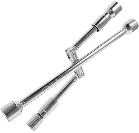 VALICLUD Heavy Duty Lug Wrench Foldable Chrome-Vanadium Steel Cross Tire Spanner Car Tire Remover Tool Resistant to Corrosion and Deformation for Vehicle Maintenance