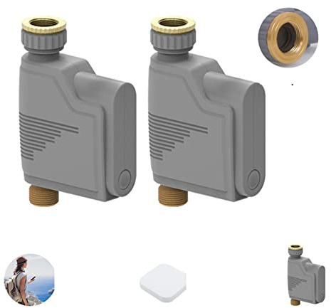 WiFi Garden Sprinkler Timer Smart Watering Drip Irrigation System Built-in Water Flow Recorder Water Controller(2PCS-Timer-EU)