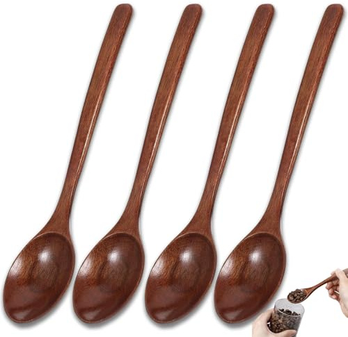 XIYING 4 Pack Honey Spoon, Wooden Honey Spoon, Wooden Spoons for Eating Cooking, Serving, Mixing Salads Dippers