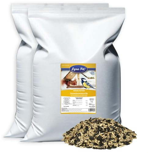Lyra Pet® 20 kg mélange graines de Tournesol décortiquées &Non décortiquées | Aliment gras pour oiseaux sauvages | Nutritif été & hiver | Mélange à disperser riche en énergie