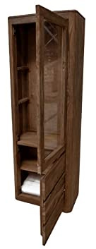 MASSIVMOEBEL24.DE | Toronto Vitrine 70x145x40 Sheesham/Palisander Größen, Farbe:Dunkelbraun gebeizt, Größe:70x40x202 cm (BxTxH)