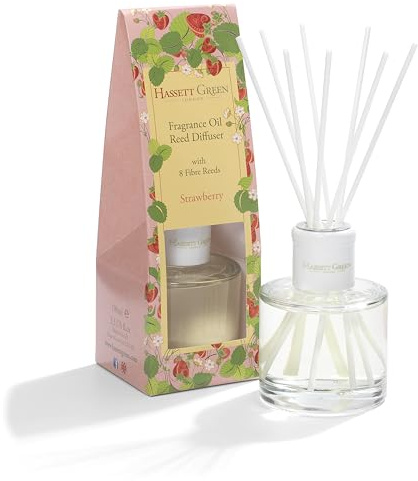 Hassett Green London - Strawberry - Fragrance Oil Reed Diffuser - 100ml Glass Bottle with 8 Fibre Reeds