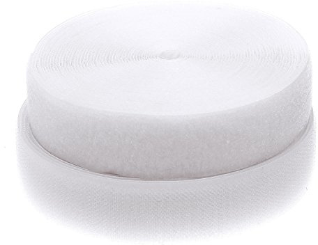 TUKA 25m x 50mm Klettband zum aufnähen (25m Flausch & 25m Hakenband), 50mm breit Klettverschluss, Rückseite Nicht selbstklebend, Extra Stark Haftkraft Flausch & Haken, Weiß TKB5030 white