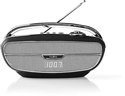 Nedis Retro Radio FM & Bluetooth 60W, Mic, AUX, USB, MicroSD, Portable, 7H Playtime, Black & Silver