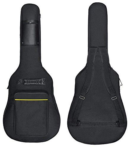 Wuudi Gitarrentasche, 104,1 cm, wasserdicht, mit doppeltem verstellbarem Schultergurt, Gitarrenkoffer, Schwarz, Schwarz , Lässig