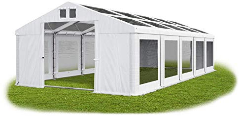 Das Company Tenda per Feste bianco 5x10m Tetto e Lati Trasparenti Impermeabile 580 g/m2 PVC Costruzione Summer Floor sul Fondo