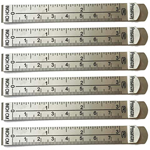 3 Stainless Steel Ruler Hem Clips/Curtain Clips Measuring Guides - INCHES & cm - Set of 6