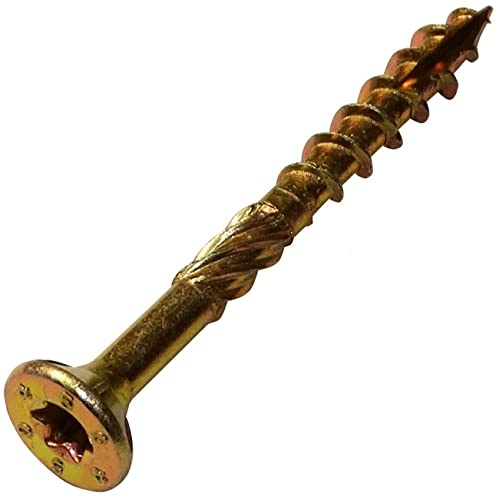 AERZETIX - C44470 - Satz von 100 - Holzschrauben Ø5x50mm senkkopf mit abdruck stern T25 - aus verzinktem stahl gelb - montage gewinde spannen befestigung dachstuhl sperrholz spanplatte