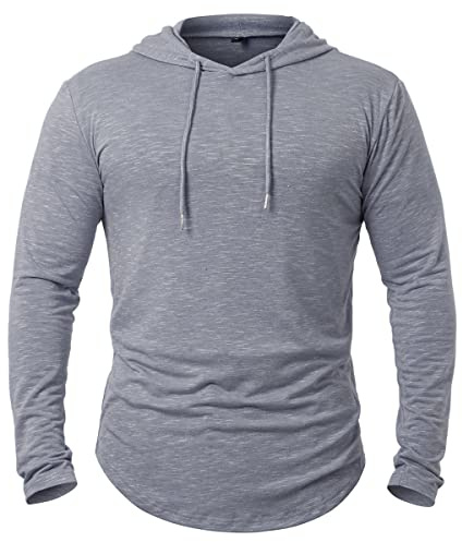 MANSDOUR Men's Athletic Hooded Shirts Long Sleeve Workout Sport Hoodie Casual Running T Shirt Quick Dry Pullover Top Lightweight Golf Shirts Fashion Solid Color Active Gym Sweatshirt