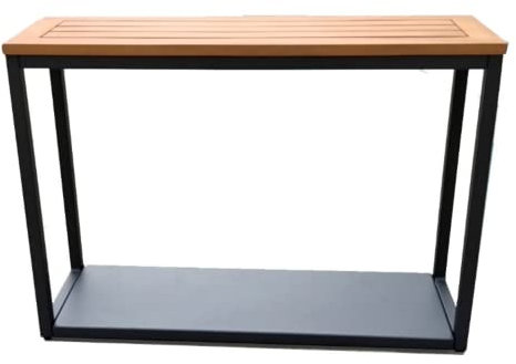 acamp Couchtisch Outdoor & Indoor Oslo | Aluminium-Gestell wetterfest beschichtet | Tischplatte aus FSC-zertifiziertem Akazien-Holz | Wohnzimmer-Tisch in Anthrazit & Teak | Ideal für Garten & Lounge