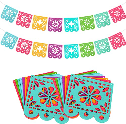 Qpout 2 st mexikansk filt de dödas festdekorationer pappersbanderoll Dia De Los Muertos dekoration inomhus utomhus dekor flagga