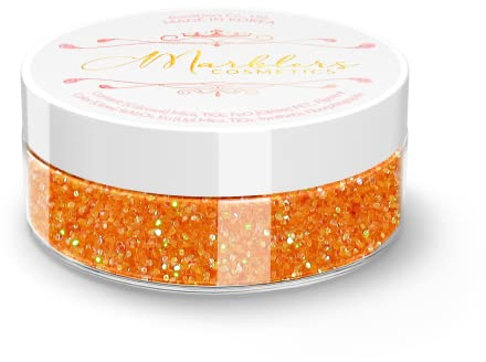 MARBLERS Holographischer Glitter für Gesicht und Körper [Regenbogen Orange] 0.18oz (5G) | Dicke | Hackt | Flamme | Ungiftig | Vegan | Cruelty Free | Make-Up für Festivals, Raves und Partys | Augen