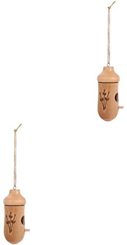 Mipcase 2pcs Hanging Hummingbird Feeder Wooden Parrot Feeding Box Garden Decor Outdoor Birds Food Tray