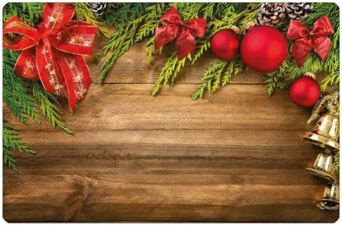 Weihnachts Tischsets 6er als abwaschbare Weihnachten Tischdeko - Platzsets rote Weihnachtsdeko als Winter Tischuntersetzer - Platzdeckchen als Tischunterlage für Esstisch Wohnzimmer Tisch