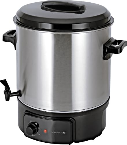 Tarrington House Macchina per conserve elettrica PB27S, acciaio inox/plastica, 1800 W, 20 L, con bollitore e rubinetto, termostato, argento/nero