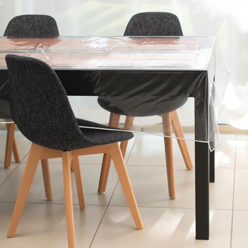 Soleil d'ocre, Cristal Rechteckige Tischdecke transparent, 300 Mikron, 140 x 300 cm