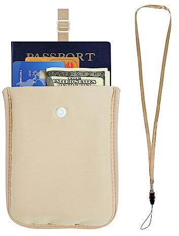 Bamneat RFID-Blocking Travel Bra Wallet, Hidden Money Pouch with Adjustable Elastic Strap, Ideal Secret Pocket Protect Your Passport Credit Cards Valuables