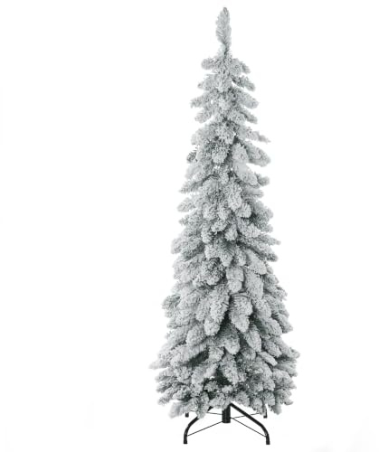 HOMCOM Arbre de Noël Artificiel 135 cm Support en Acier Socle Pliable Vert | Sapin de Noël, 253 Branches Enneigées