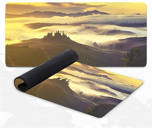 Mauspads Gelbe Landschaft Gaming Mauspad XXL 600x300x4mm Mousepad Großes Tischunterlage Computer Zubehör rutschfest Schreibtischunterlage Waschbar Widerstandsfähig für Büro Laptop Tisch