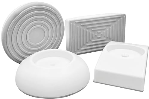 BOMI Elefantenfüße 4er Set, 2X rund & 2X eckig, Weiß I Wandschutzpads für Treppenschutzgitter ohne Bohren & Türschutzgitter I Antirutsch-Funktion I Wandpads zum Klemmen I Zubehör für Treppengitter