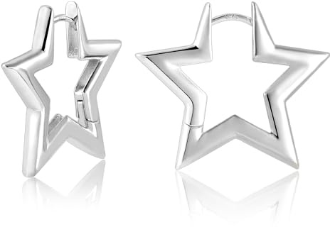 ALEXCRAFT Star Hoop Örhängen Silver 925 Small for Women Present för kvinnor Flickvän Mamma Tjejer