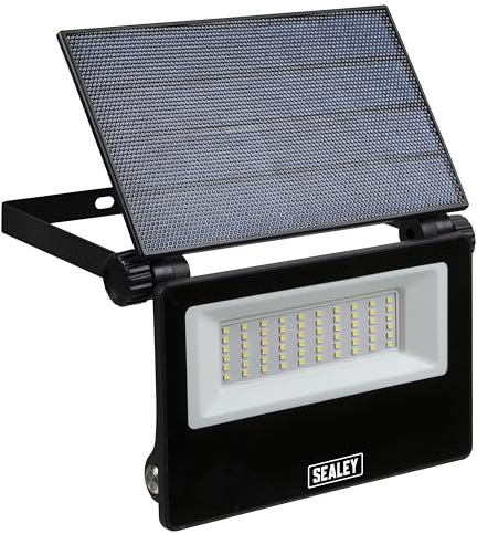 Sealey 30W SMD LED Extra-Slim Solar Floodlight with Wall Bracket, 3000lm, IP65, PIR Motion Sensor - LED30S