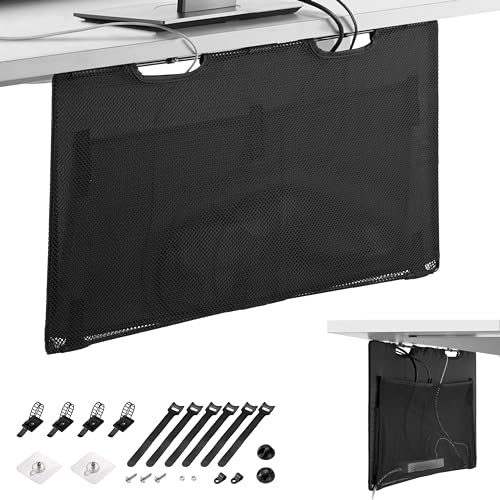 Kabelnetz Schreibtisch für Kabelmanagement - XXL Kabelkanal Sichtschutz unter Tisch Organizer, flexibel - Unsichtbare Aufbewahrung zum Kabel verstecken, Büro Ordnung - schwarz