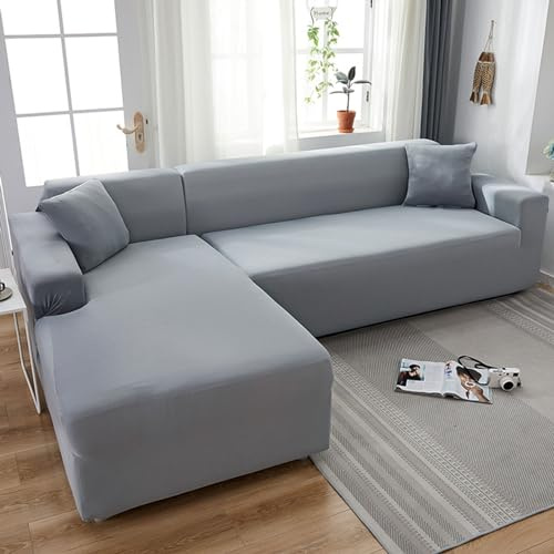 Sofabezug 2/1/3/4 Sitzer, Sofa überzug L U Form Ecksofa Stretch Sofa/Couch überzug, Universal Couchbezug, Sofa Cover Sofa überwurf Sofaschoner (L Form Ecksofa Erfordert Zwei),Light gray,1 Seater