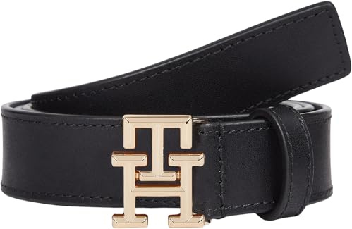 Tommy Hilfiger Damen Gürtel Logo 2,5 cm Ledergürtel, Schwarz (Black), 90 cm