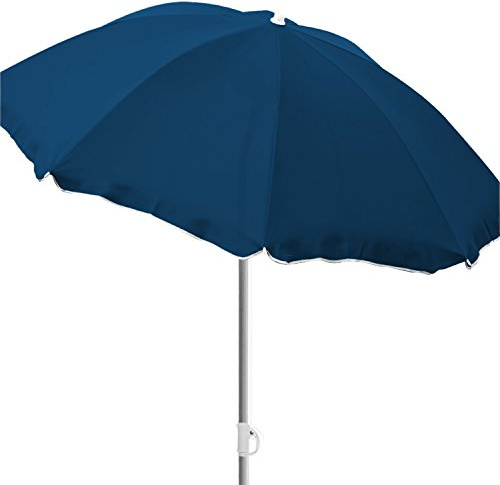 Mojawo Strandschirm Sonnenschirm Strand Schirm Sonnenschutz Gartenschirm Sonnenschutz knickbar Polyester Ø1,80m UV Schutz, Farben:Dunkelblau