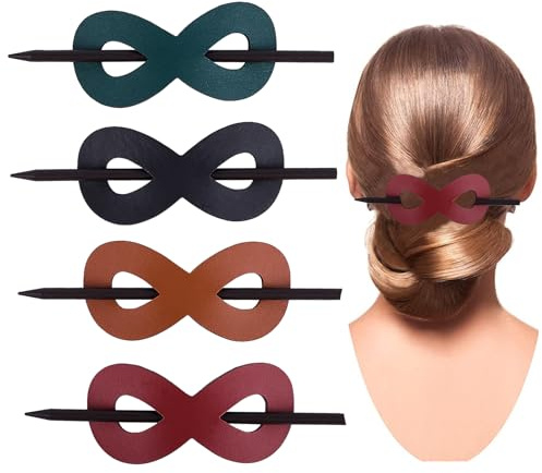 NICENEEDED 4 Stück Haarspange Aus Leder Mit Stab Haarspange In Unifarbe Pferdeschwanzhalter Haarplatten Pferdeschwanz Duttkäfige Halloween