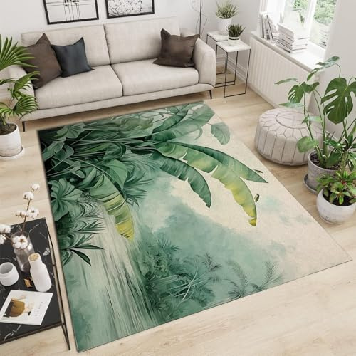 Tappeti per soggiorno grandi - Tappeto classico di lusso con motivo a foglia di banano grande, a pelo fitto, tappeto giungla per corridoio, antiscivolo, lavabile, pavimento della cucina - 240 x 300 c